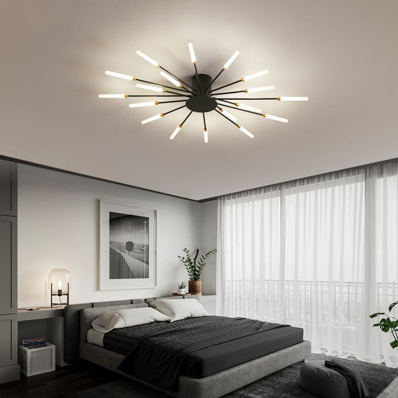 Lámpara de techo Sputnik de varios cabezales, lámpara de techo semi empotrada de acrílico moderna para dormitorio