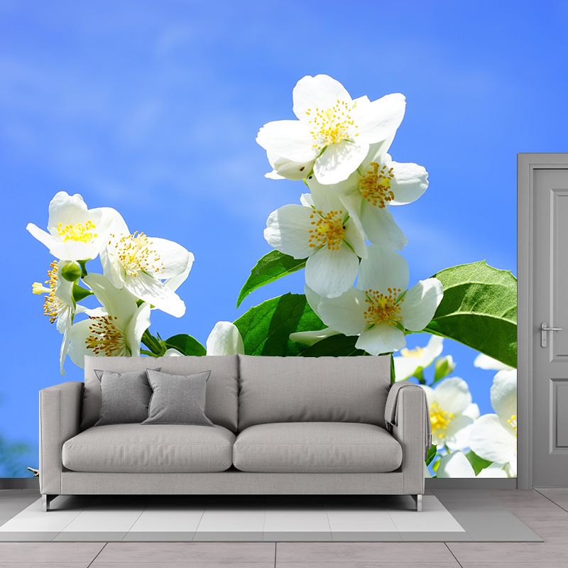 Customized Jasmine Mural Wall Covering Eco-friendly Wallpaper for Bedroom