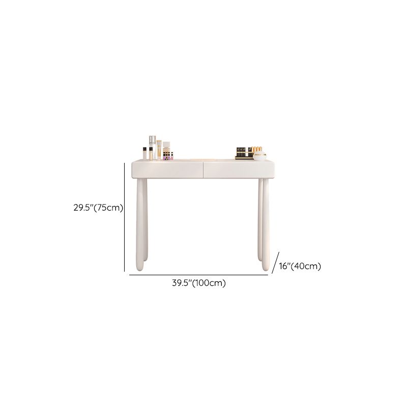 Contemporary White Wooden Vanity Dressing Table with 2 Drawers