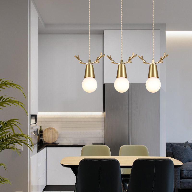 Geweih Metallheizes Licht Nordic Style Messing Down Lighting Anhänger für Esszimmer