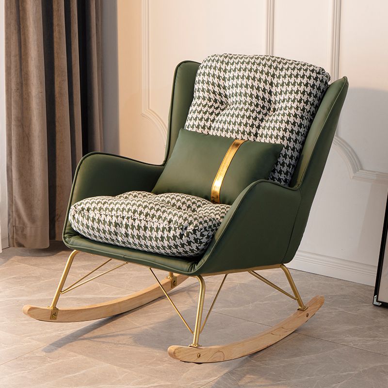 Modern Rocker Chair Metal Frame Dirt Resistant Wingback Upholstered Rocker Chair