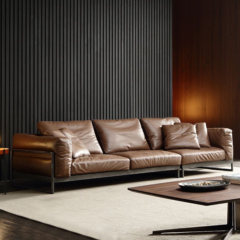 Square Arm Sofa Modern Sofa 38.58" D x 34.64" H Sofa with Pillow