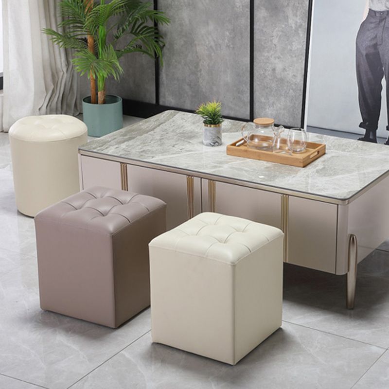 Genuine Leathe Ottoman Square Modern Water Resistant Tufted Cube Ottoman