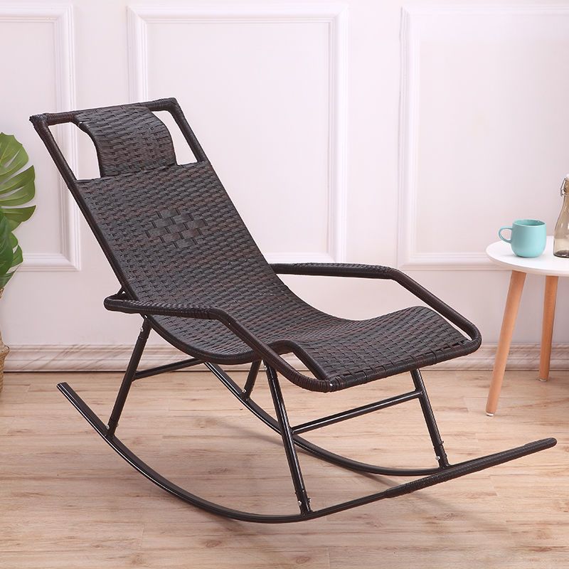 Rattan Rocking Chair Plain Water Resistant Woven Rope Modern Rocking Chair