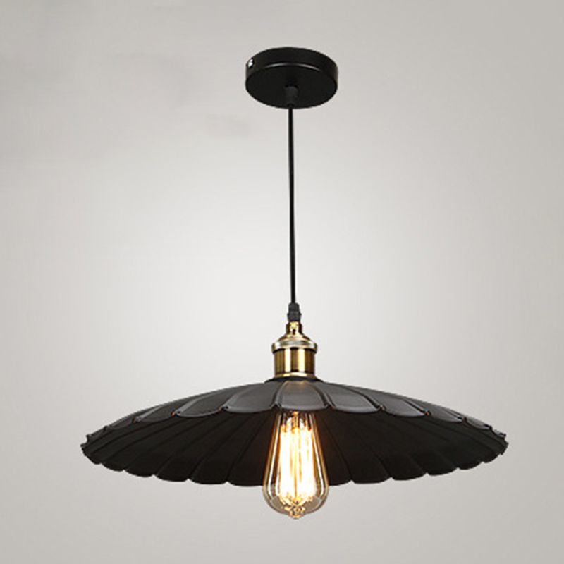 Zwart single hanger licht in industrieel retro -stijl smeedijzeren hangend licht voor coffeeshop