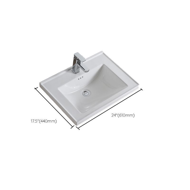 Modern Bathroom Sink Porcelain Rectangular Drop-in Bathroom Sink with Pop-Up Drain