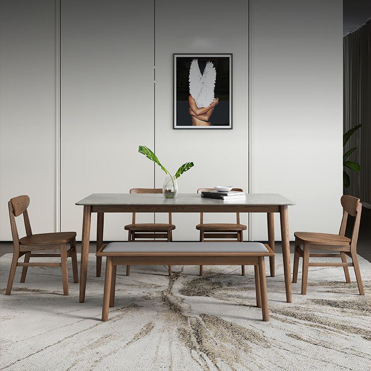 Medieval Modern Grey Table Rectangle Sintered Stone Table with 4 Legs for Restaurant