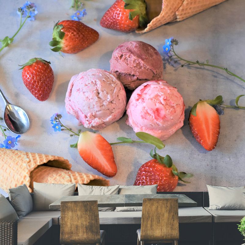 Dessert Shop Wall Mural with Ice Cream Painting Eco-friendly Wall Decor