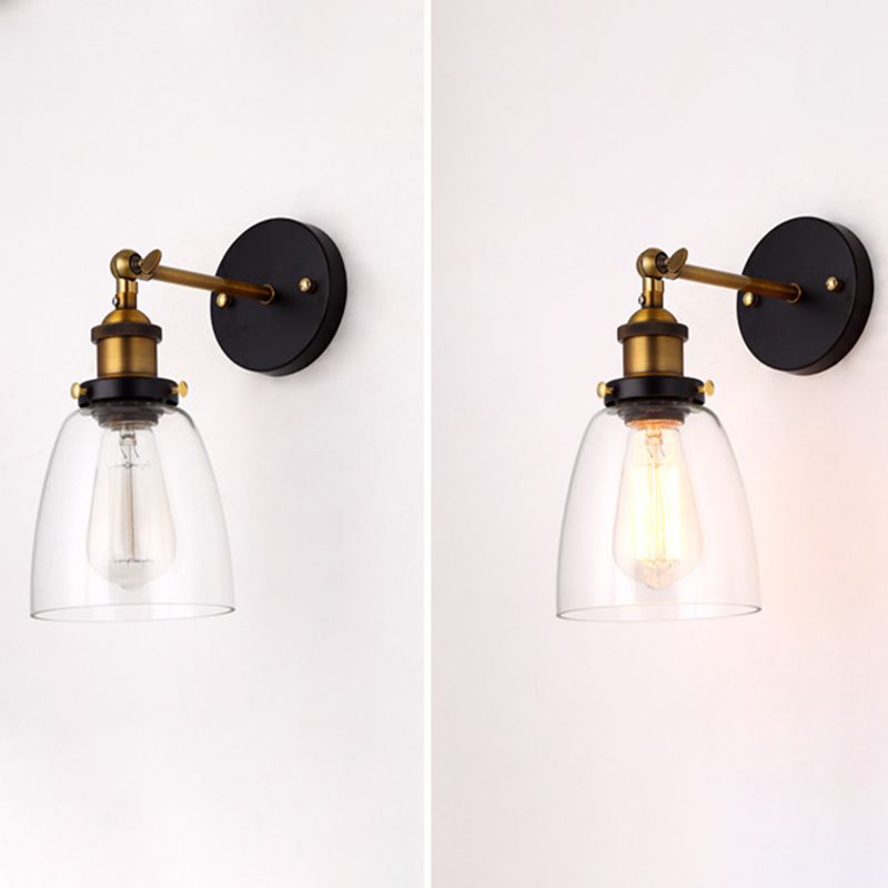 Armed Wall Light Sconce Modern Minimalist Style Glass 1 Light Sconces