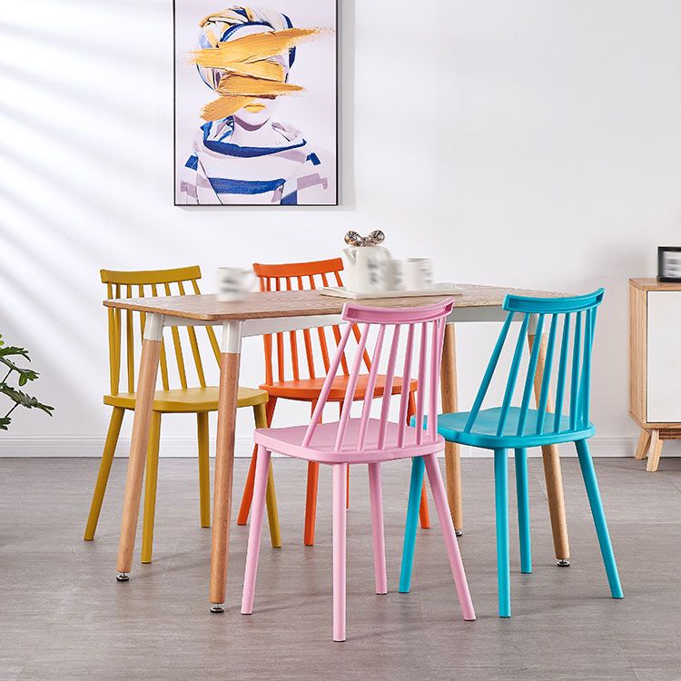 Plastic Contemporary Side Chair Slat Back Kitchen Dining Room Chair