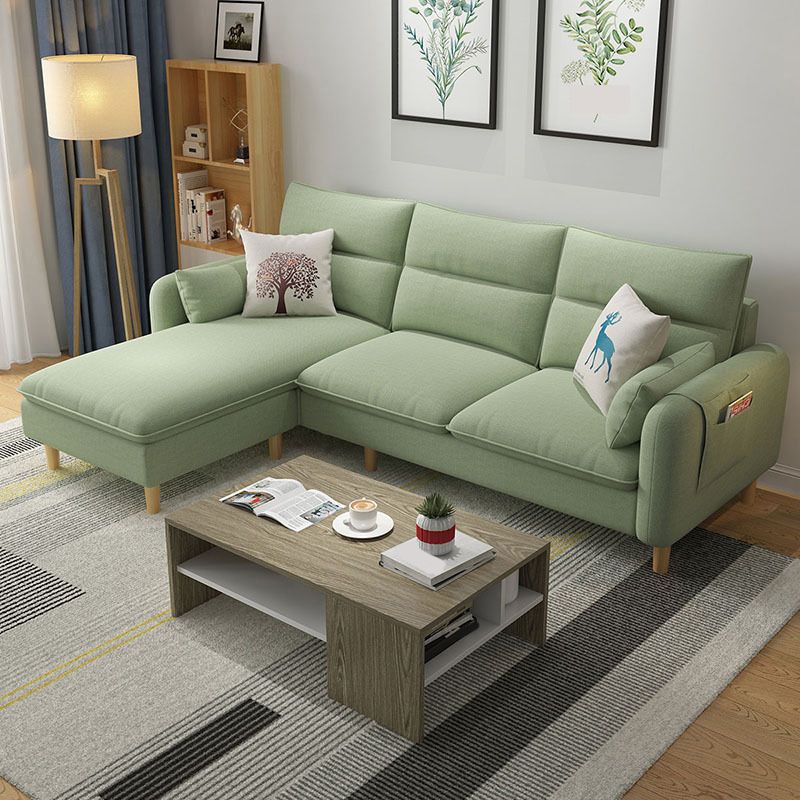 Nordic Living Room with Storage Square Arm Cushions Sofa Chaise