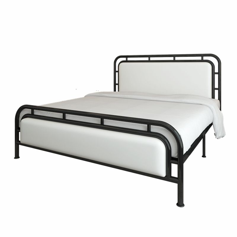 Contemporary Metal Open-Frame Standard Bed with Rectangular Headboard