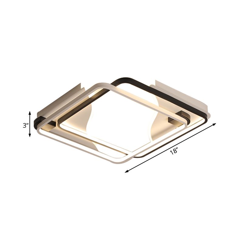 18 "/22" /31.5 " Breit Led Bedroom Flush Mount Light with Square/Rectangle Acryl Schirm Modernisist Schwarz und Weiß Flush Ceiling Lamp in White/Warm Light