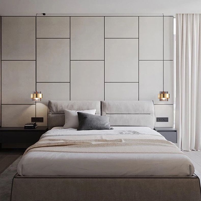 Moderno conciso conciso cilindrico a sospensione a sospensione di ferro da ferro con tonalità di vetro fumato