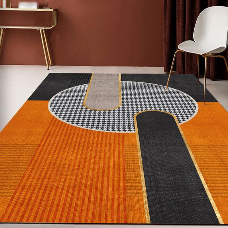 Black Modern Rug Polyester Striped Rug Non-Slip Backing Rug for Home Decoration