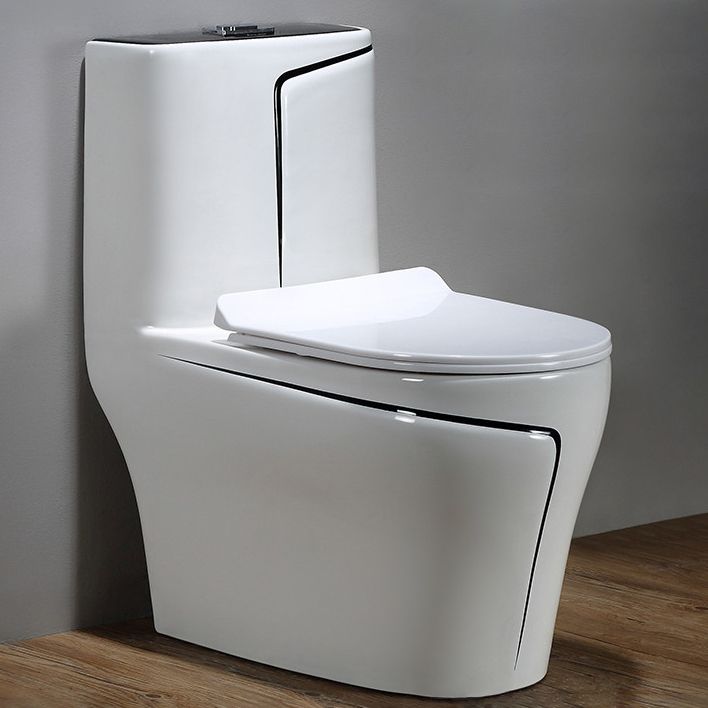 Floor Mount Flush Toilet Skirted Traditional One-Piece Toilet with Slow Close Seat