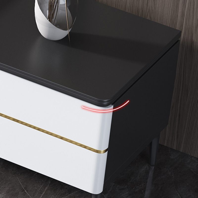 4 Legs Coffee Cocktail Table with Storage Drawers Slate Top Modern