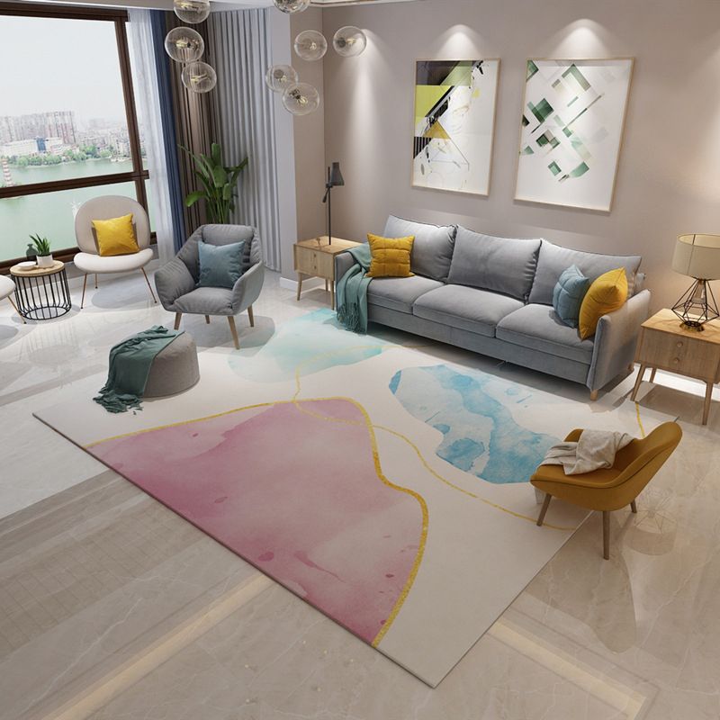 Light Gray Nordic Rug Polyester Color Piece Rug Washable Rug for Living Room