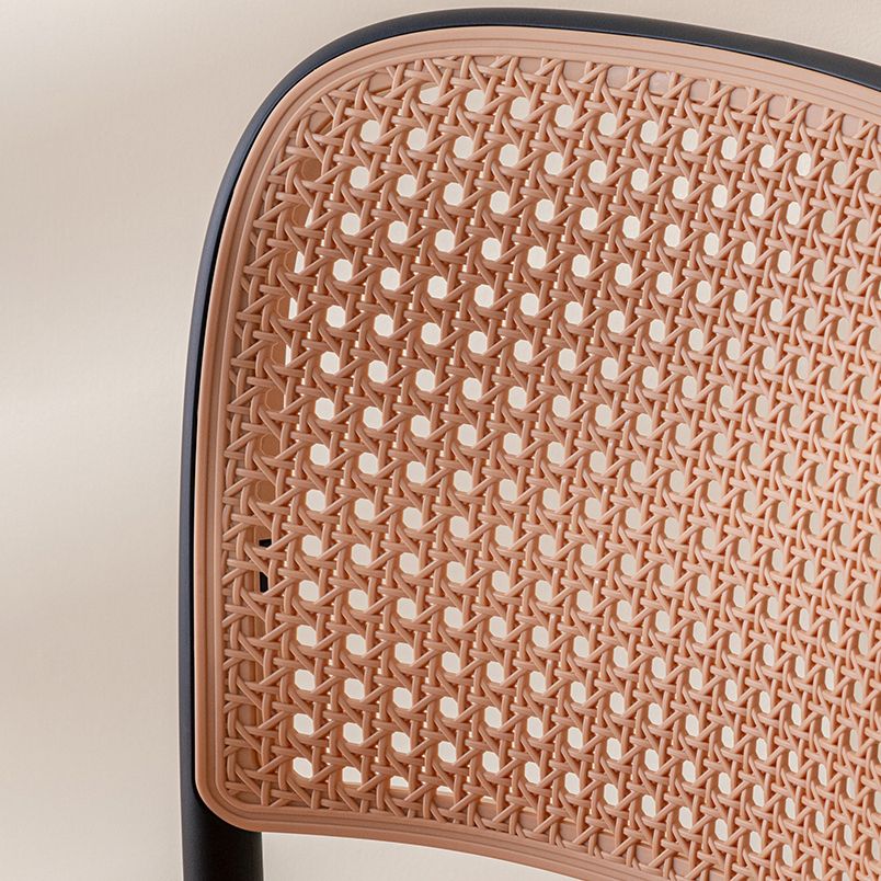 Silla sin brazos de comedor de plástico moderno, silla lateral de comedor con respaldo abierto para uso en restaurantes