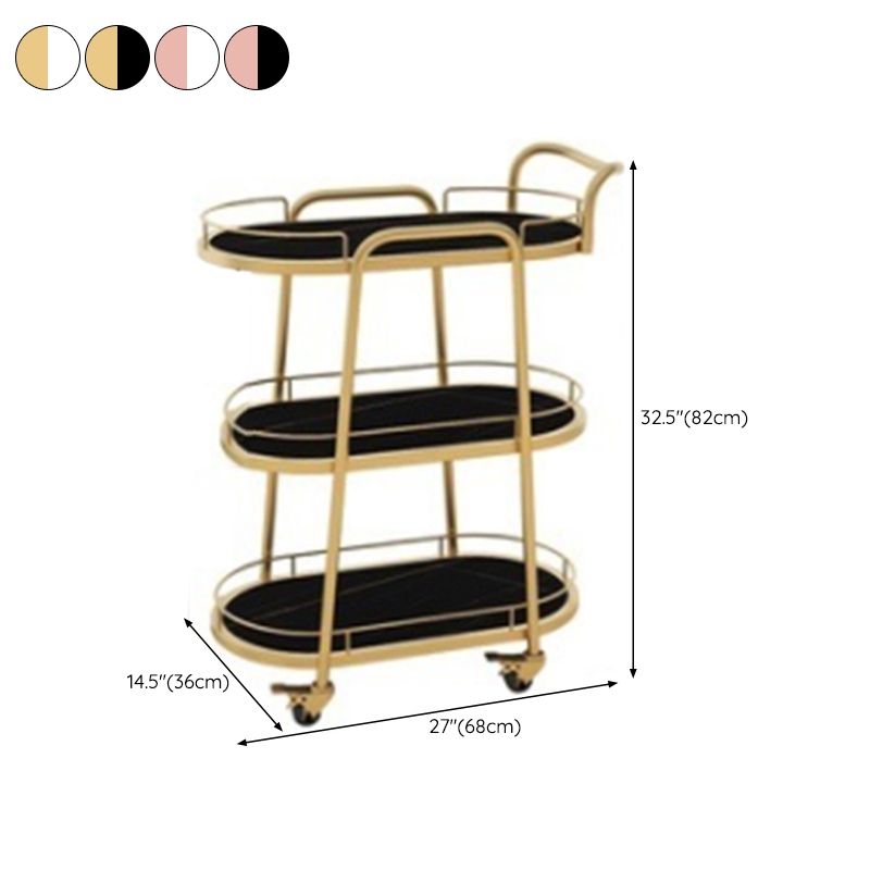 Contemporary Oval Metal Prep Table 26.77"W Rolling Prep Table for Dining Room