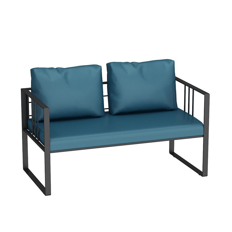 25.59" H Faux Leather Square Arm Sofa Contemporary Standard Sofa