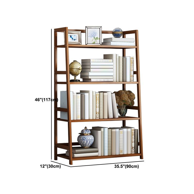Contemporary Brown Bamboo Shelf Bookcase Open Bookcase for Study Room