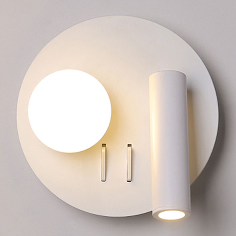 Modern Metal Wall Light Geometric White 2 Lights Reading Wall Sconce for Bedroom