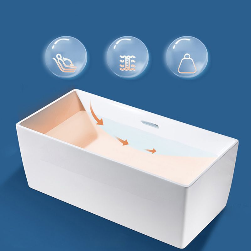 Freestanding Acrylic Bathtub Oval Soaking Tub  with Slotted Overflow & Pop-up Drain