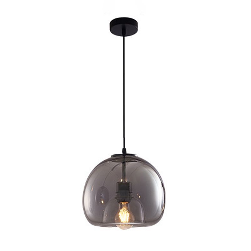 Modern Iron Pendant Light Globe Glass Hanging Lamp for Dining Room