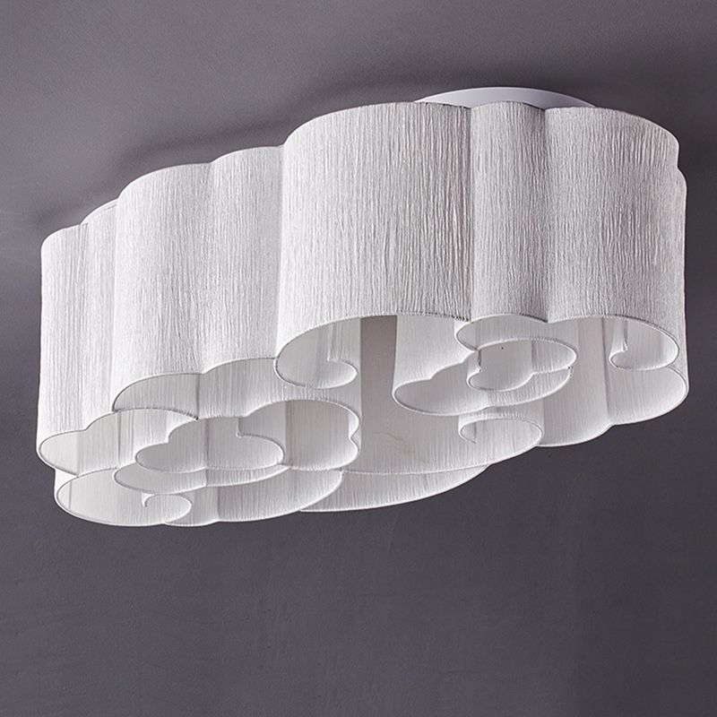 White Minimalism Flush Mount Oval Stoff Flush Ceiling Light für Esszimmer