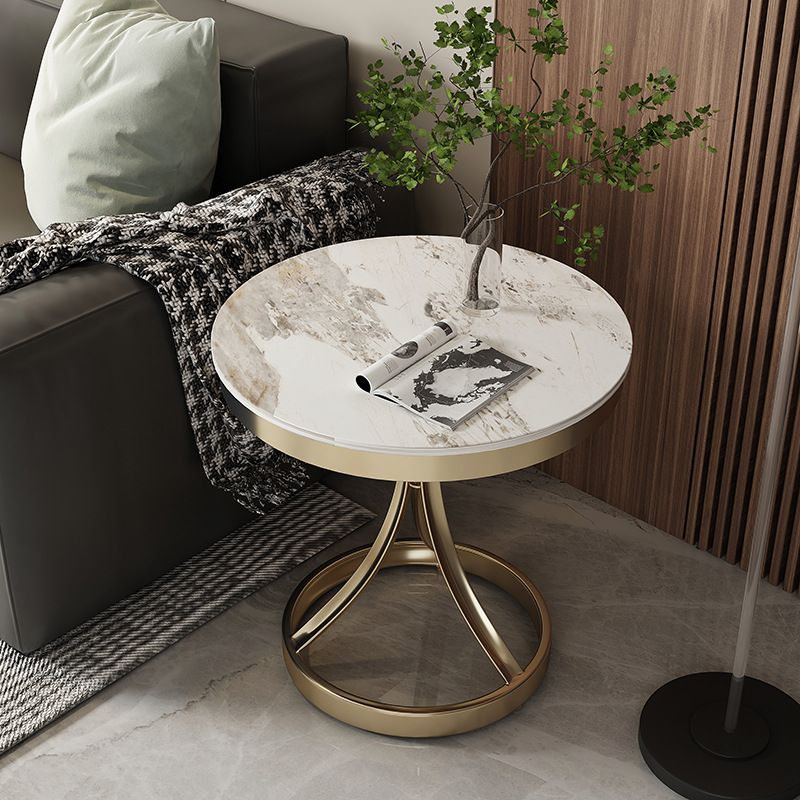 Contemporary 21.65" Tall Round Slate Top Side Table Pedestal End Table
