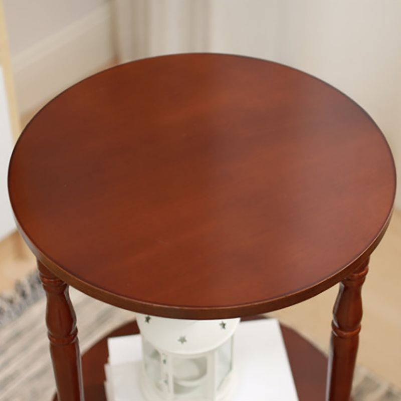 Traditional Living Room Double Tier Round with Shelf 3 Legs End Table