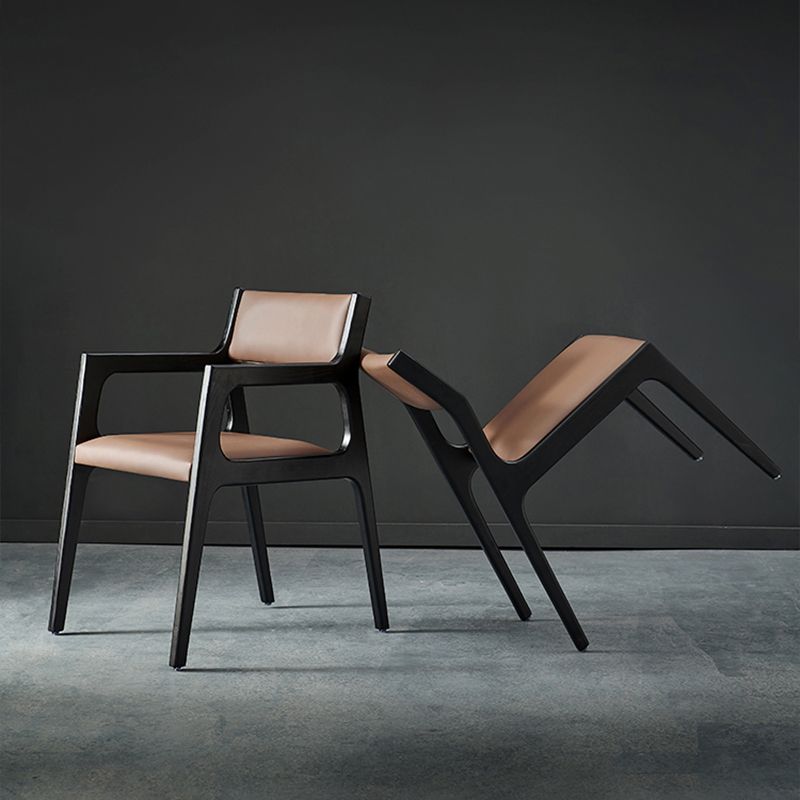 Contemporary Armless Dining Chairs Open Back Side Chair for Kitchen with Wooden Legs