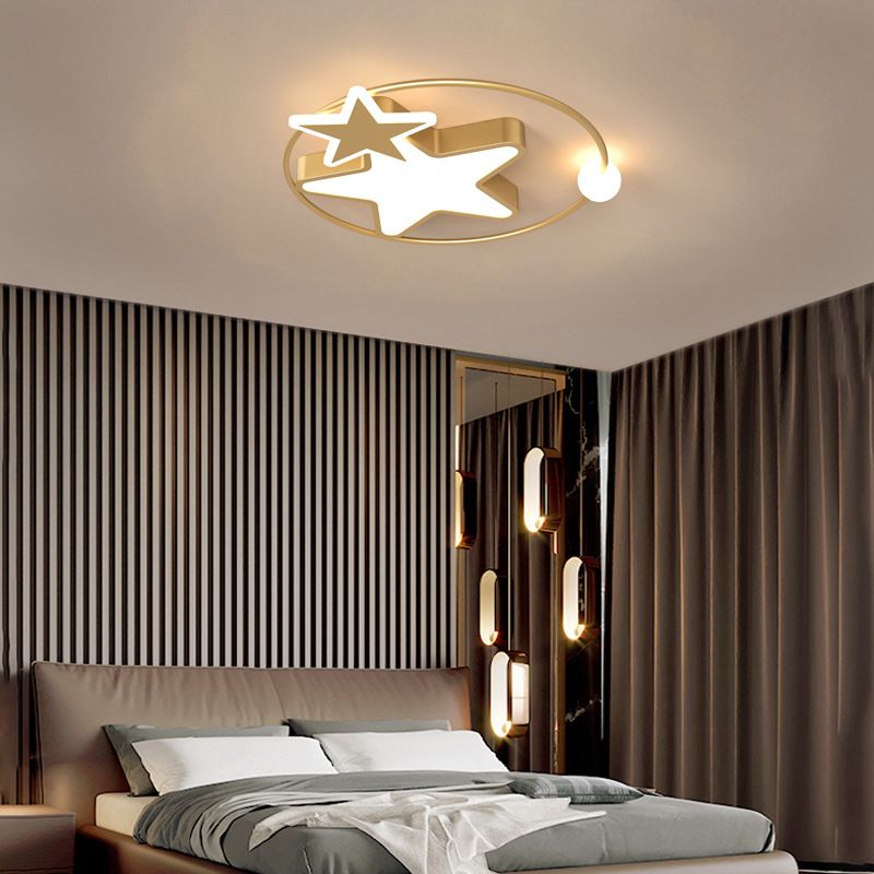 Acrylic Stars Shaped LED Ceiling Light Eye Protection Modern Style Aluminum Flush-mount Lamp for Children Room
