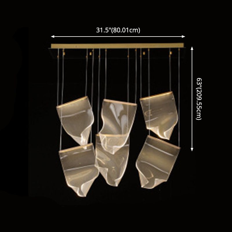 Creative Minimalist LED LED Light Light Finish Fece Paper Fle foglio ispirato a ciondolo multi-luce con ombra acrilica