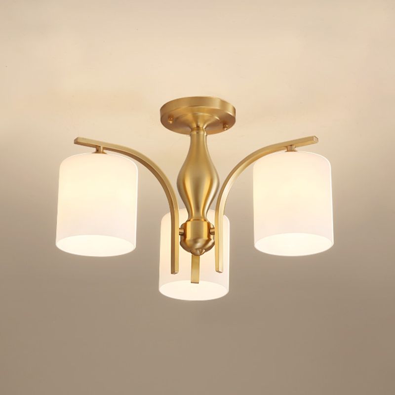 Semi Mount Lighting Minimalist Glass Cylindrical Semi Flush Mount Ceiling Fixture