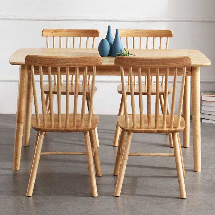 Contemporary Wood Dining Chair Windsor Back Side Chair in Matte Finish for Indoor