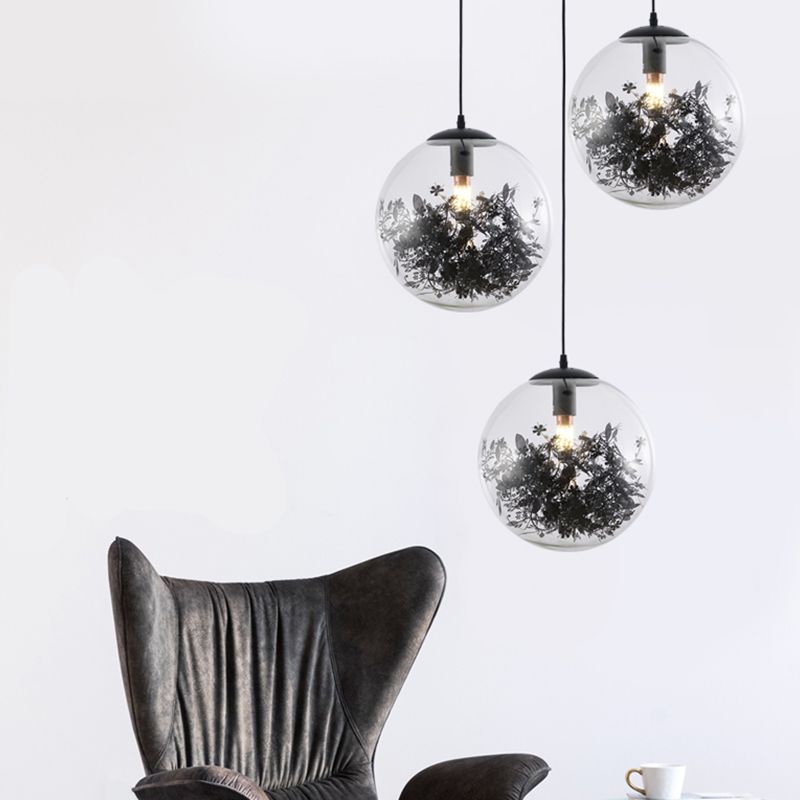 1 Light Orb Hanging Ceiling Light Modern Style Glass Hanging Lamp Kit