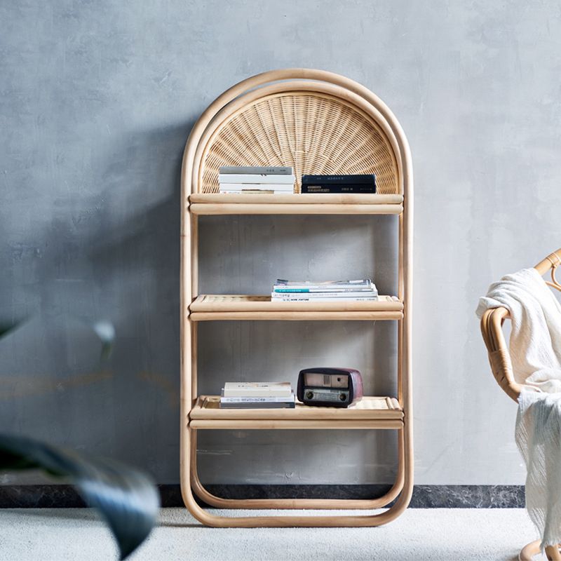 Modern Vertical Bamboo Bookshelf Closed Back Natural Shelf Bookcase for Bedroom