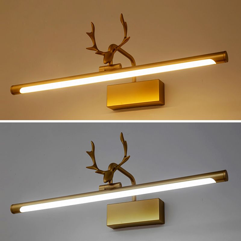 Modern Minimalist Style Straight Wall Mounted Lighting Aluminum Vanity Wall Sconce with Antlers