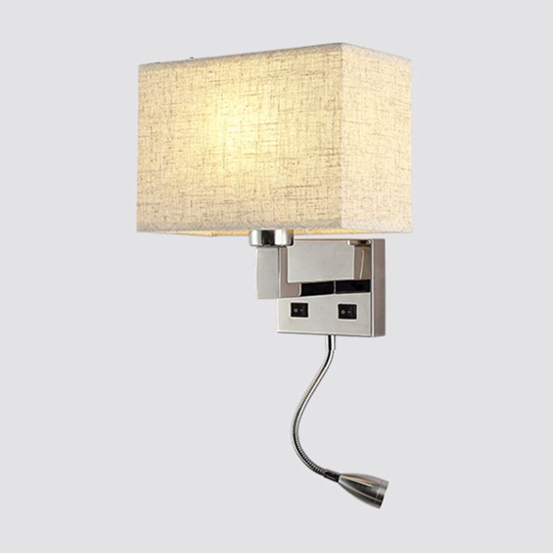 Fabric Cuboid Wall Light Kit Minimalist 1 Licht weiß/beige Spotlight Lampe mit Ladeanschluss
