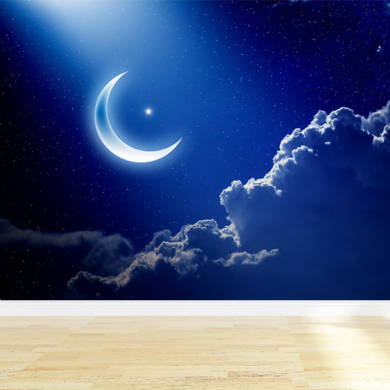 Photography Moon and Stars Mural Giant Wall Covering for Dining Room, Custom Printed