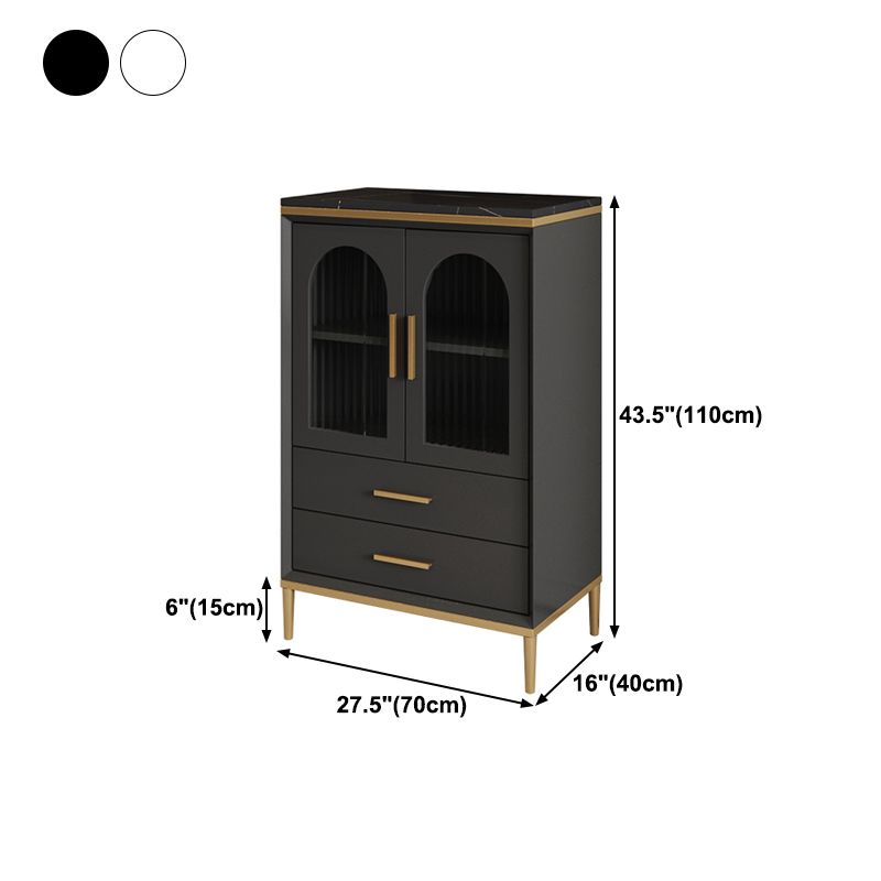 Glam Style Cupboard Artificial Wood Frame and Glass Door Kitchen Sideboard for Dining Room