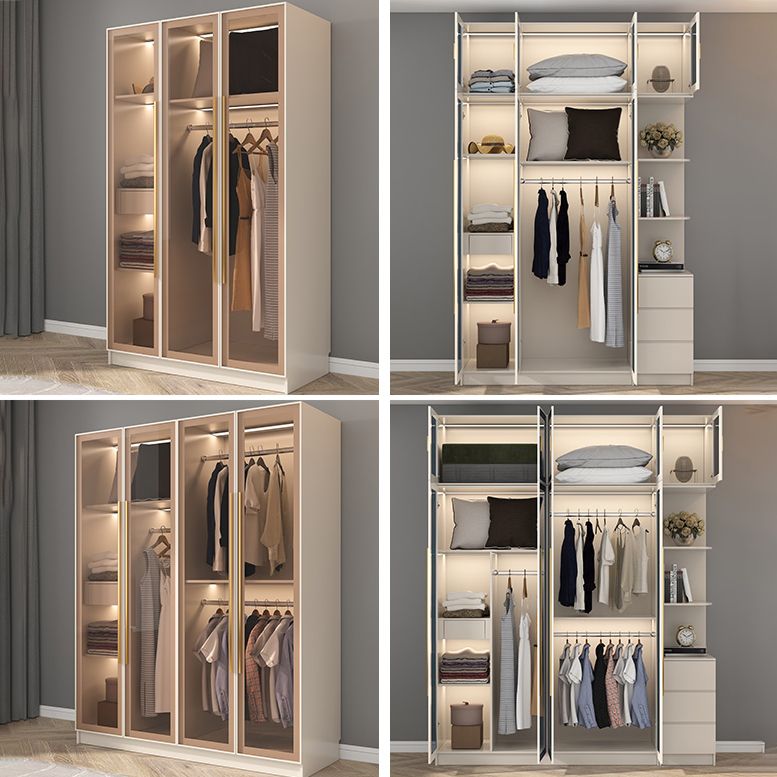 Modern Hinged Door Wardrobe for Home White Cabinet with Glass Door