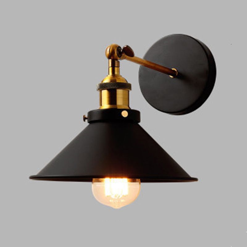 Metal Geometric Wall Sconce Lighting Industrial Style 1 Light Wall Lamps in Black