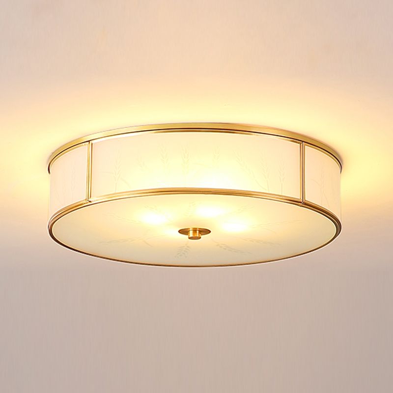 Plafonnier encastré en verre, éclairage de plafond classique pour salle à manger en or