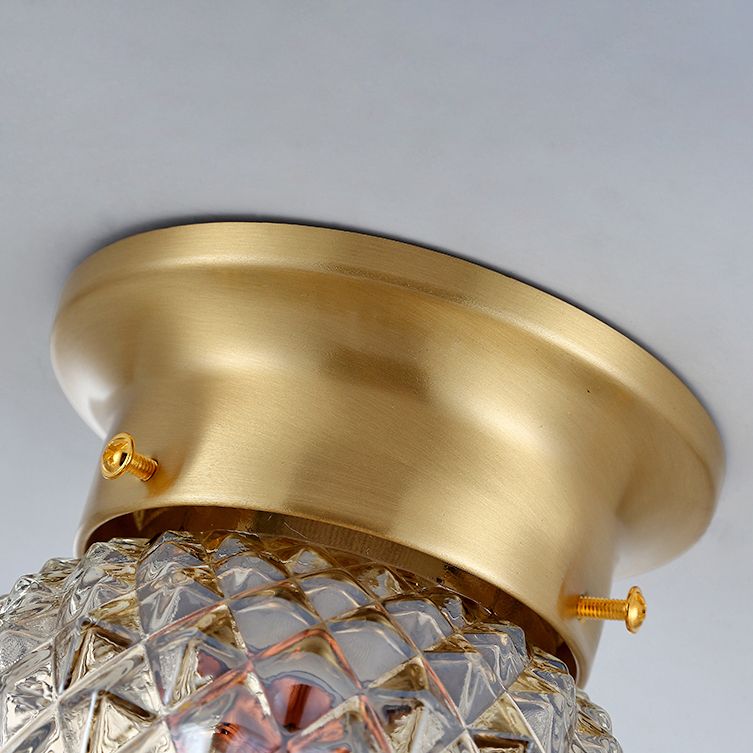Glass Ceiling Light Fixture Simplistic Gold Round Aisle Ceiling Fixture