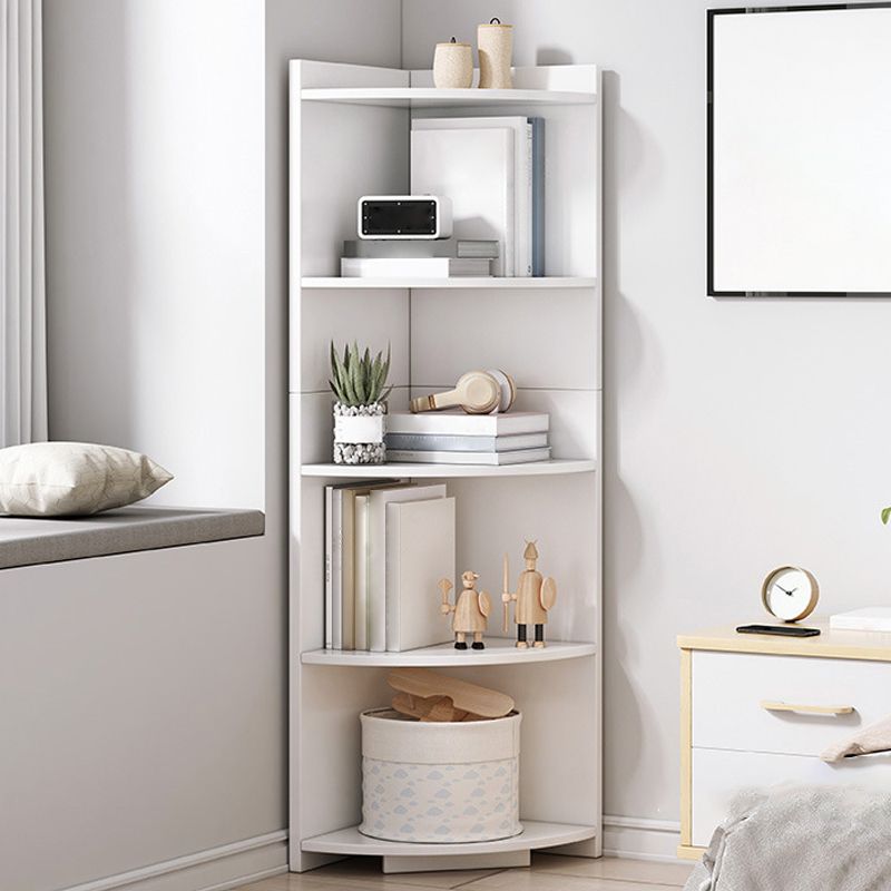 Corner Wood Accent Chest with Shelves Contemporary Side Cabinet