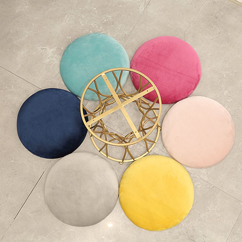 Glam Velvet Ottoman Plain Round Metal Frame Foot Stool Ottoman