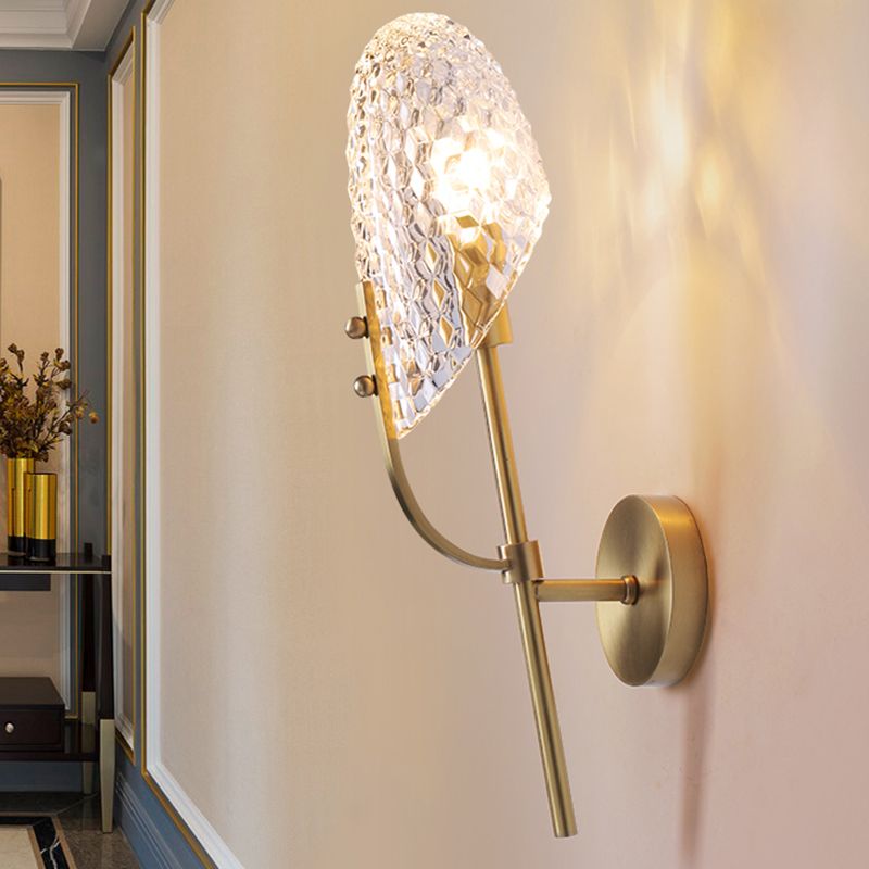 Lampada a parete ombra smussata Modern Crystal 1 Light Brass Wall Sconce Light per il corridoio